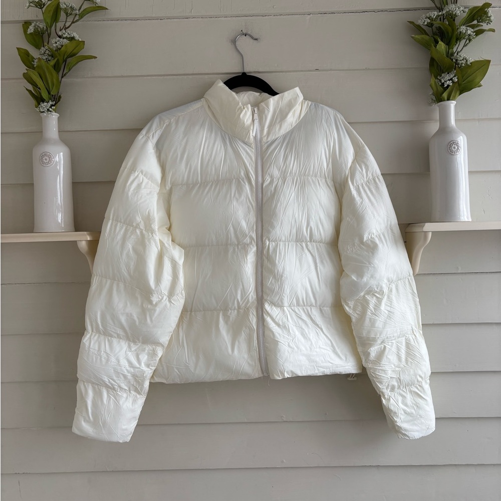 Fabletics Ivory Puffer Jacket Size Large - image 1